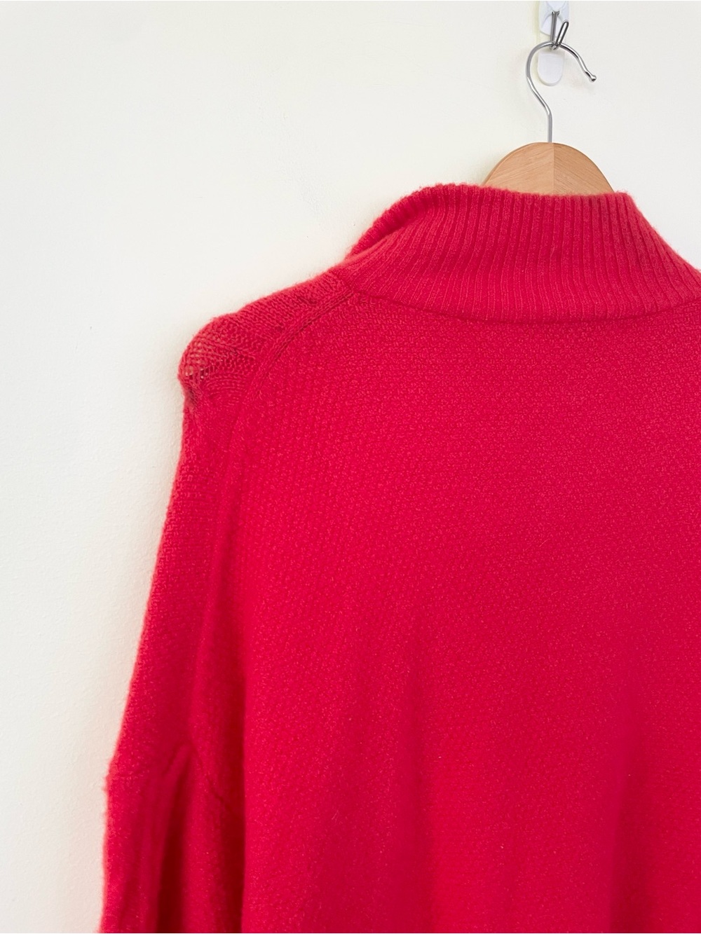 J Crew Cable-knit Half-zip Sweater in Supersoft Yarn L Large Red WoolAlpaca FLAW - Picture 6 of 9